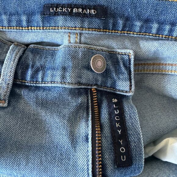 Lucky SZ 4/27 Boyfriend Sienna Jeans Mid-Rise Distressed Frayed Hem Stretch Blue - Picture 8 of 14